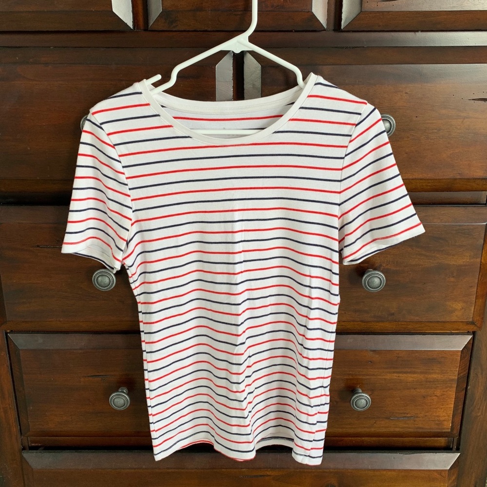 Red, white and blue striped tee